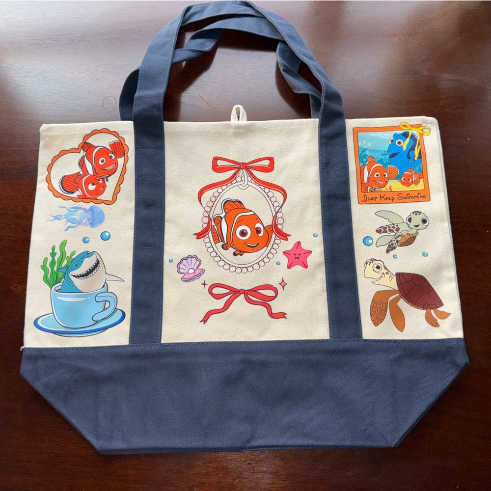 Disney Finding Nemo Canvas Tote Bag in Navy Blue, Cream and Orange